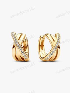 Crossover Pavé Hoop Earrings